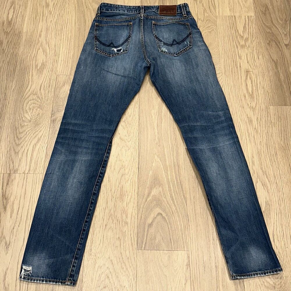 SuperDry Biker Edition Loose Taper Distressed Blue Jeans 29x30 (Tagged 30x32) - Picture 5 of 15